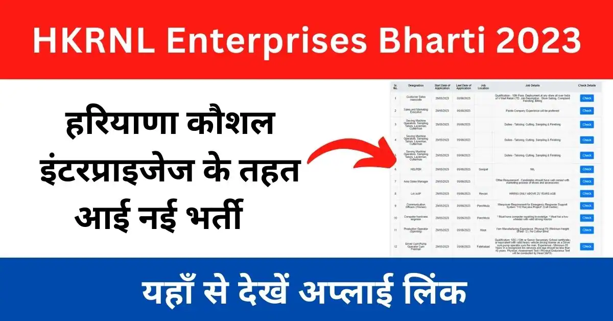 HKRNL Enterprises Bharti 2023