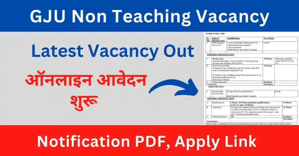 GJU Hisar Non Teaching Vacancy 2023 अधिसूचना जारी, यहाँ से करें ऑनलाइन आवेदन